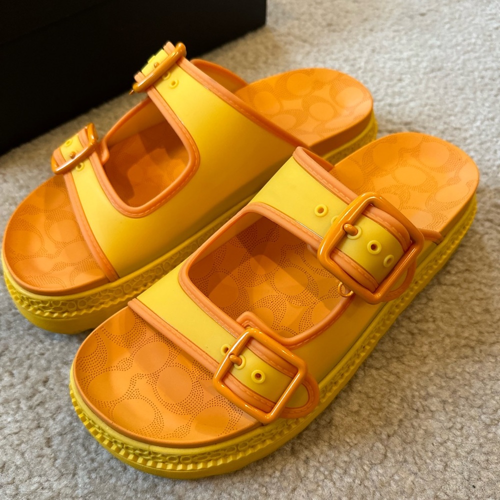 Coach- Orange Lucy Rubber Platform Sandals - Gem